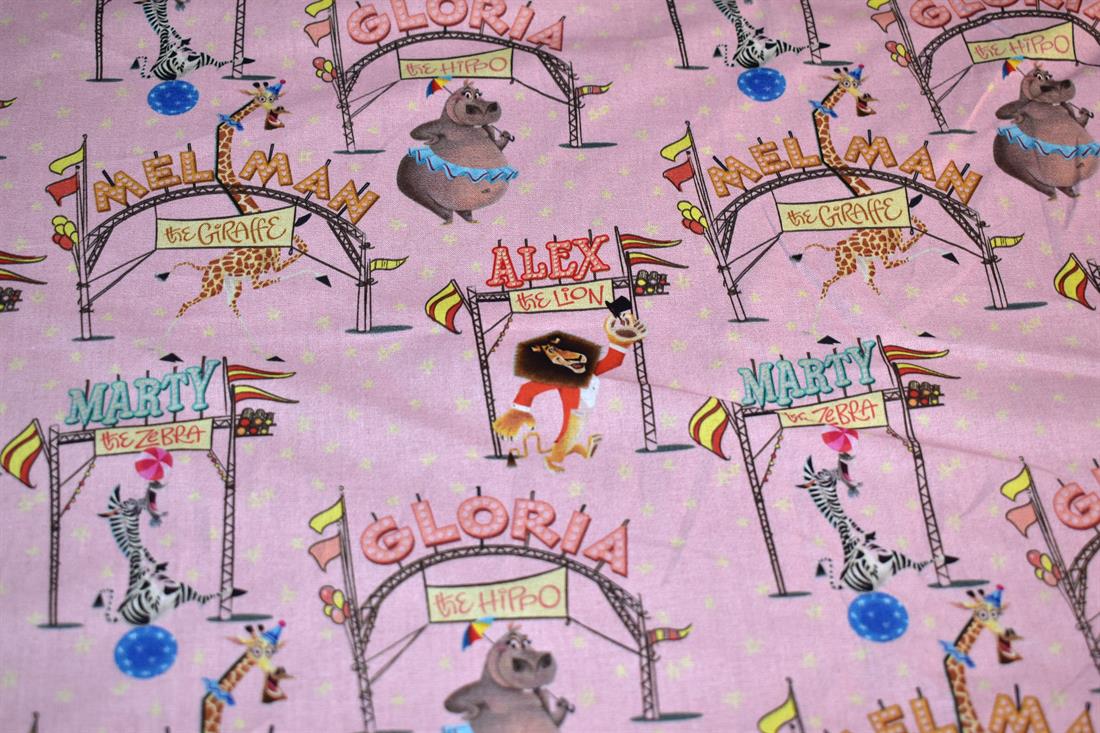 Pink Printed Animal 100% Cotton Poplin