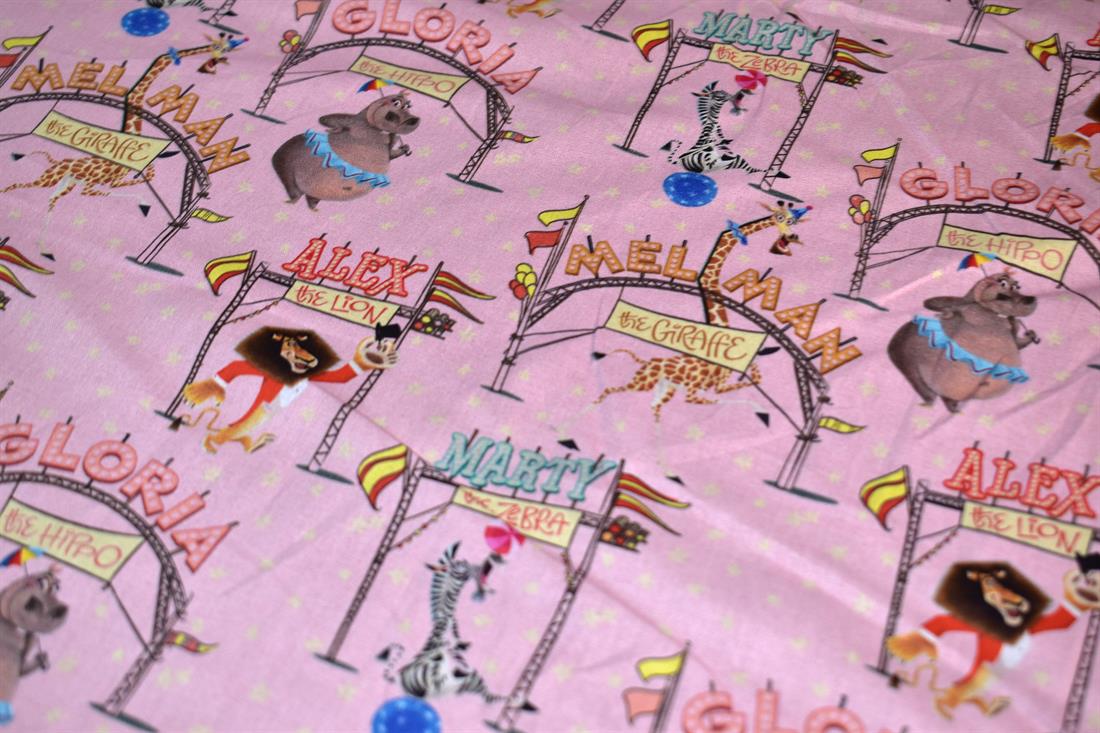 Pink Printed Animal 100% Cotton Poplin