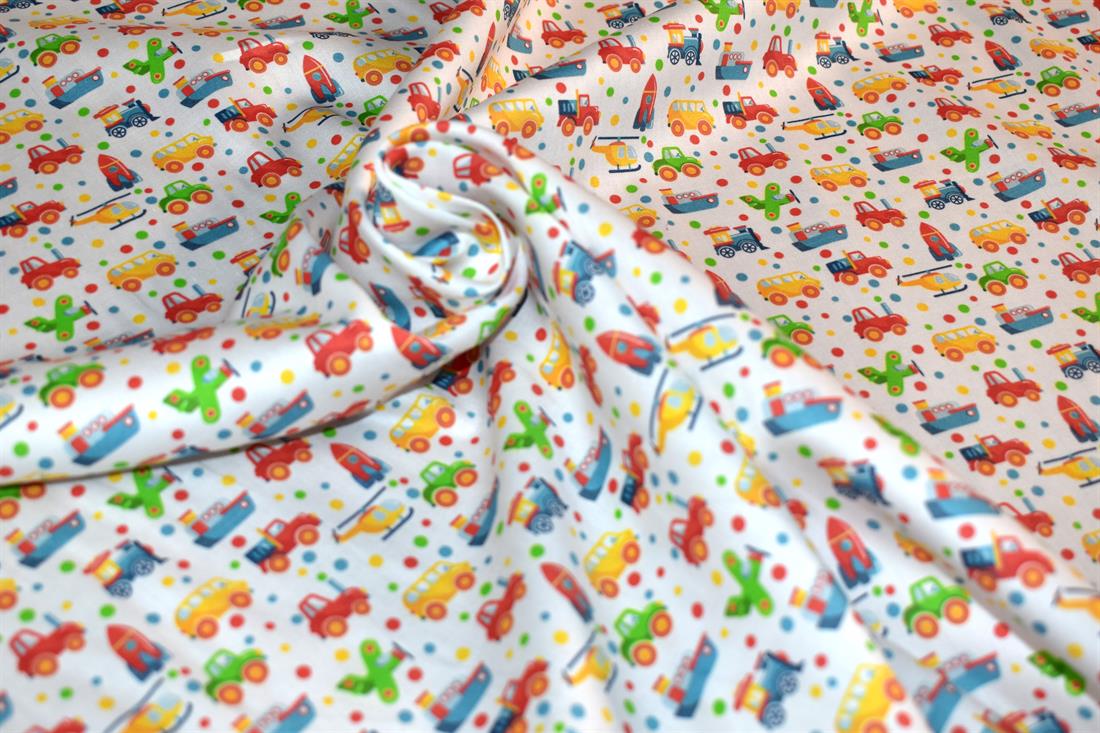 White Printed 100% Cotton Fabric Material