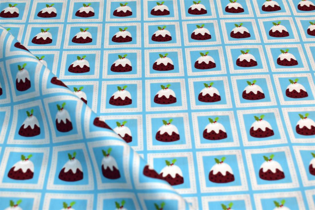 Blue Cup Cake Printed 100% Cotton Fabric