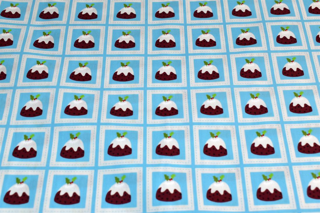 Blue Cup Cake Printed 100% Cotton Fabric