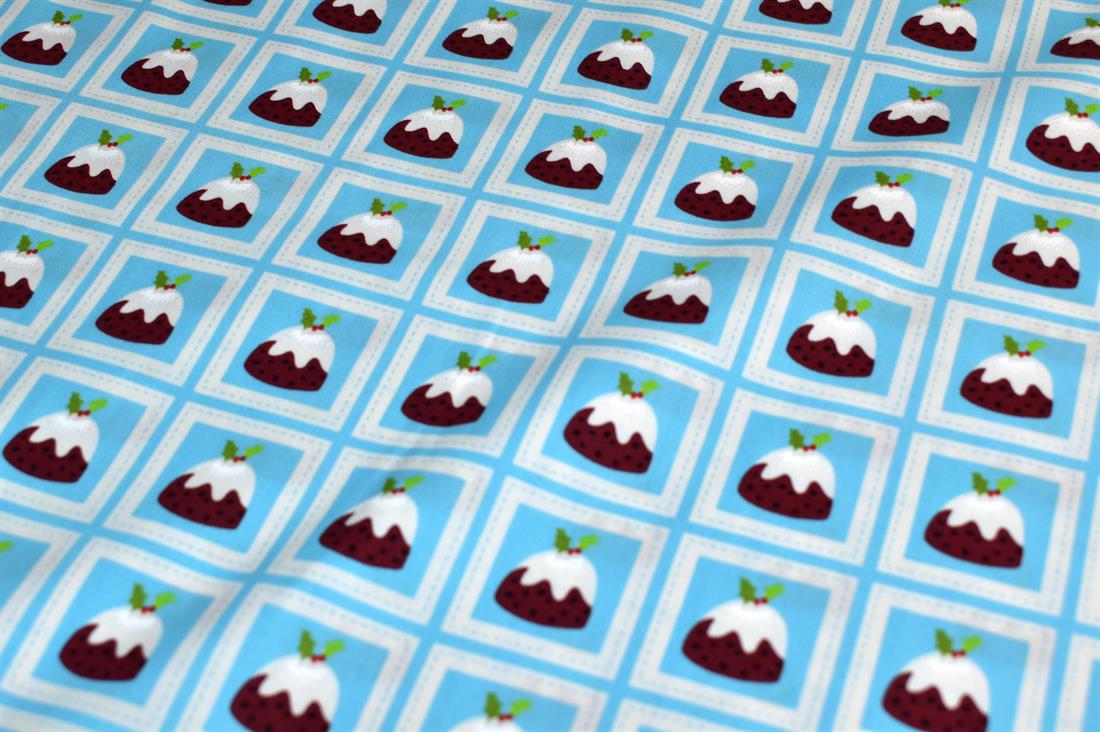 Blue Cup Cake Printed 100% Cotton Fabric