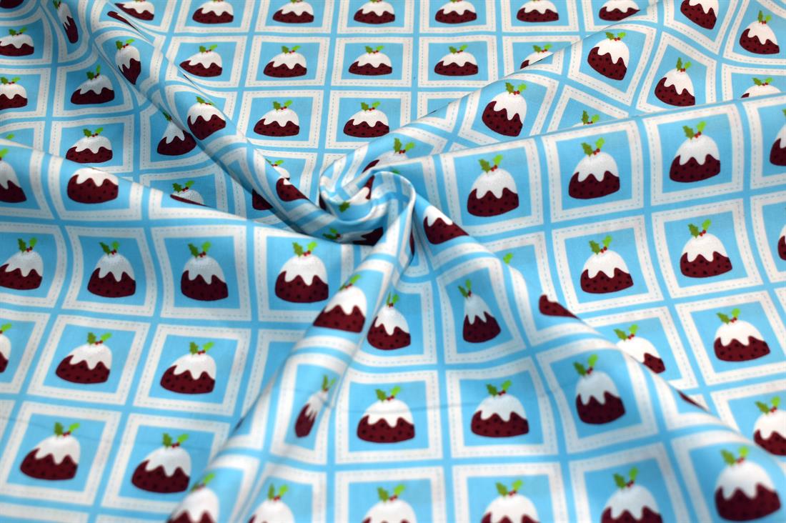 Blue Cup Cake Printed 100% Cotton Fabric