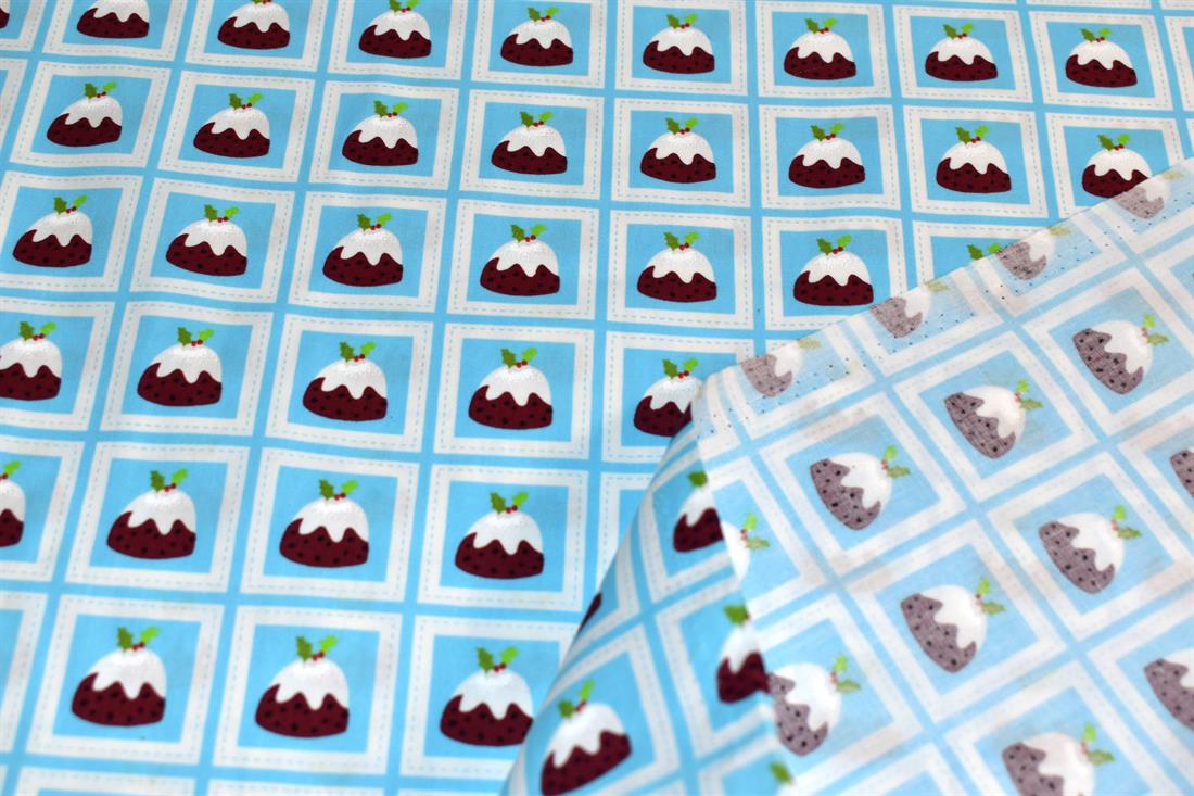 Blue Cup Cake Printed 100% Cotton Fabric