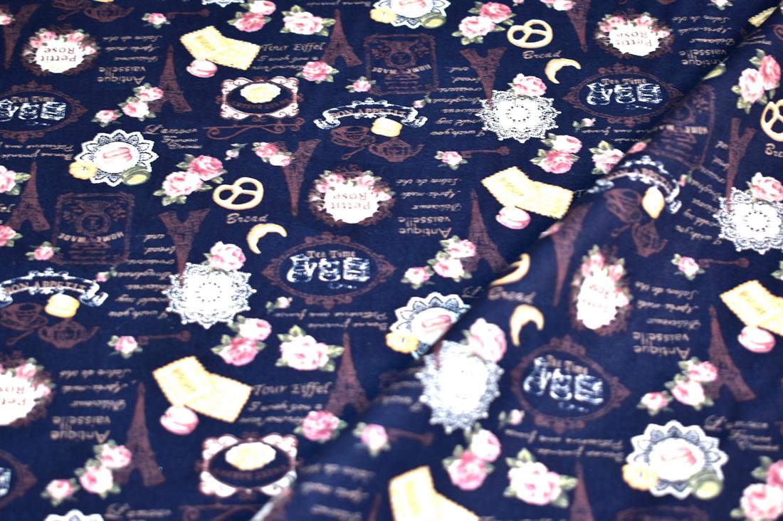 Navy Printed 100% Cotton Fabric
