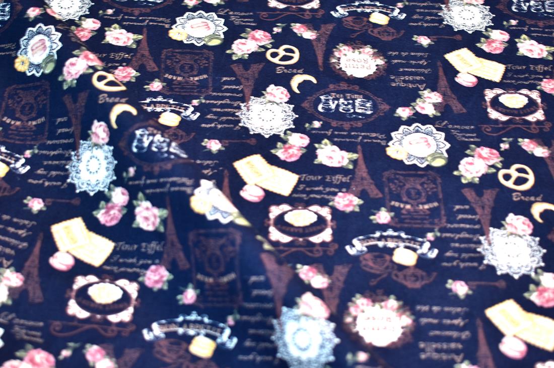 Navy Printed 100% Cotton Fabric