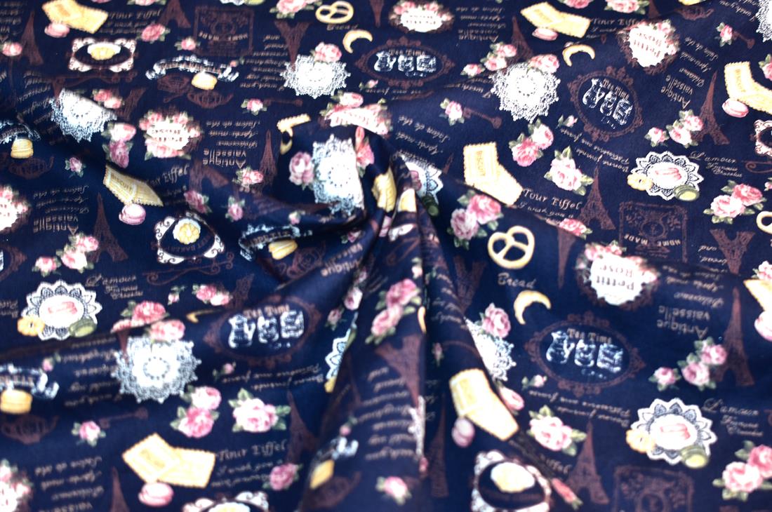Navy Printed 100% Cotton Fabric