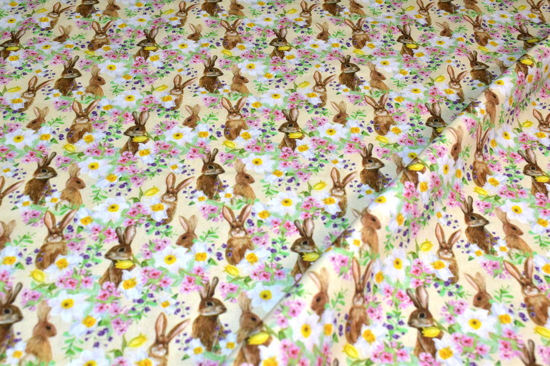 Beige Little Johnny Printed 100% Cotton Fabric