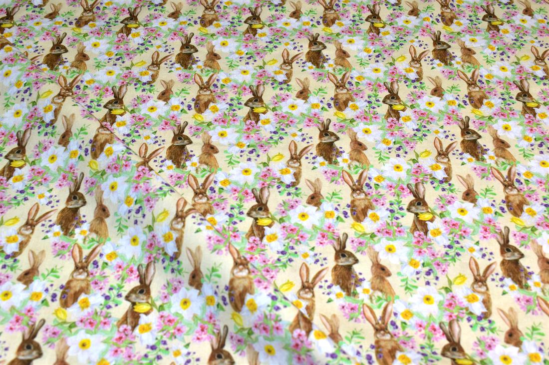 Beige Little Johnny Printed 100% Cotton Fabric