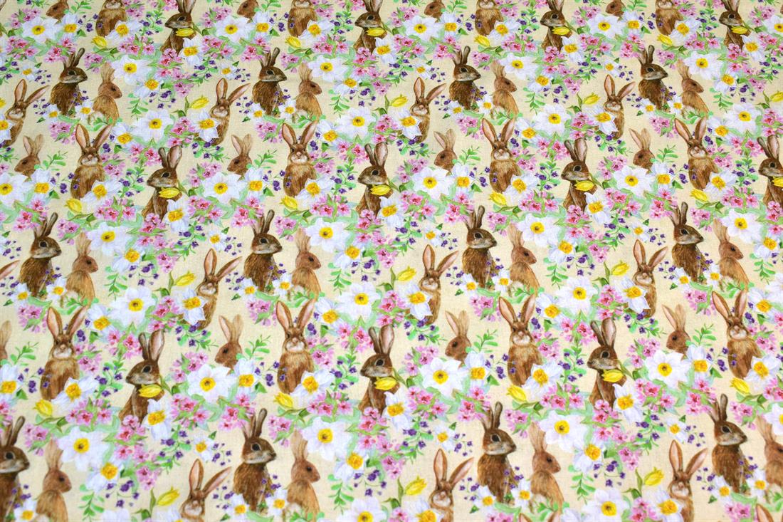 Beige Little Johnny Printed 100% Cotton Fabric