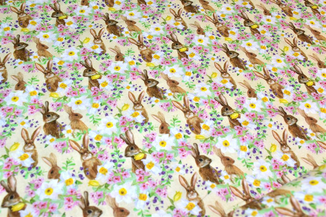 Beige Little Johnny Printed 100% Cotton Fabric