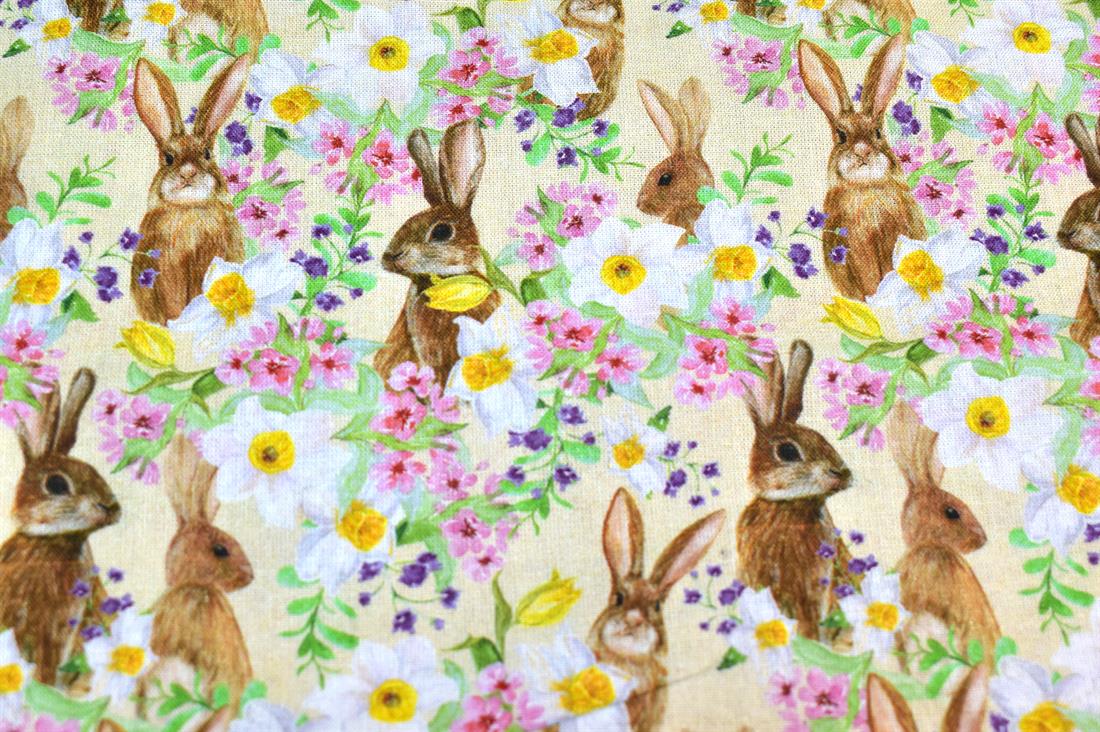 Beige Little Johnny Printed 100% Cotton Fabric
