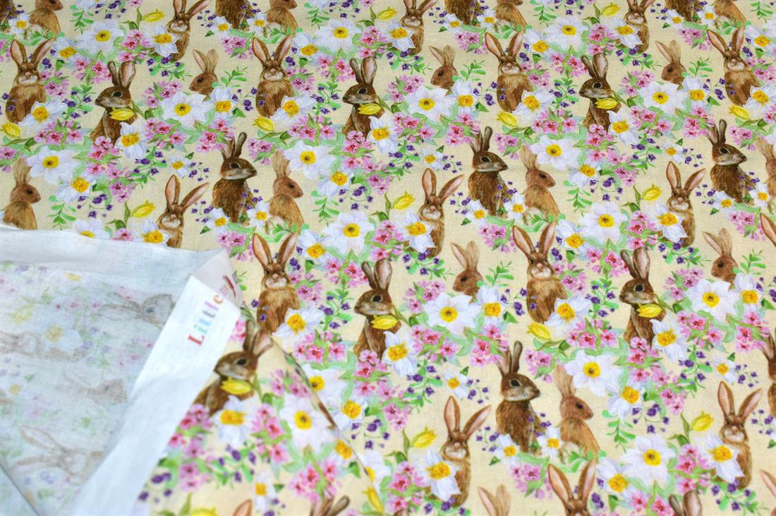 Beige Little Johnny Printed 100% Cotton Fabric