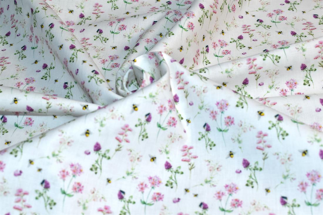 White Little Johnny Printed 100% Cotton Fabric