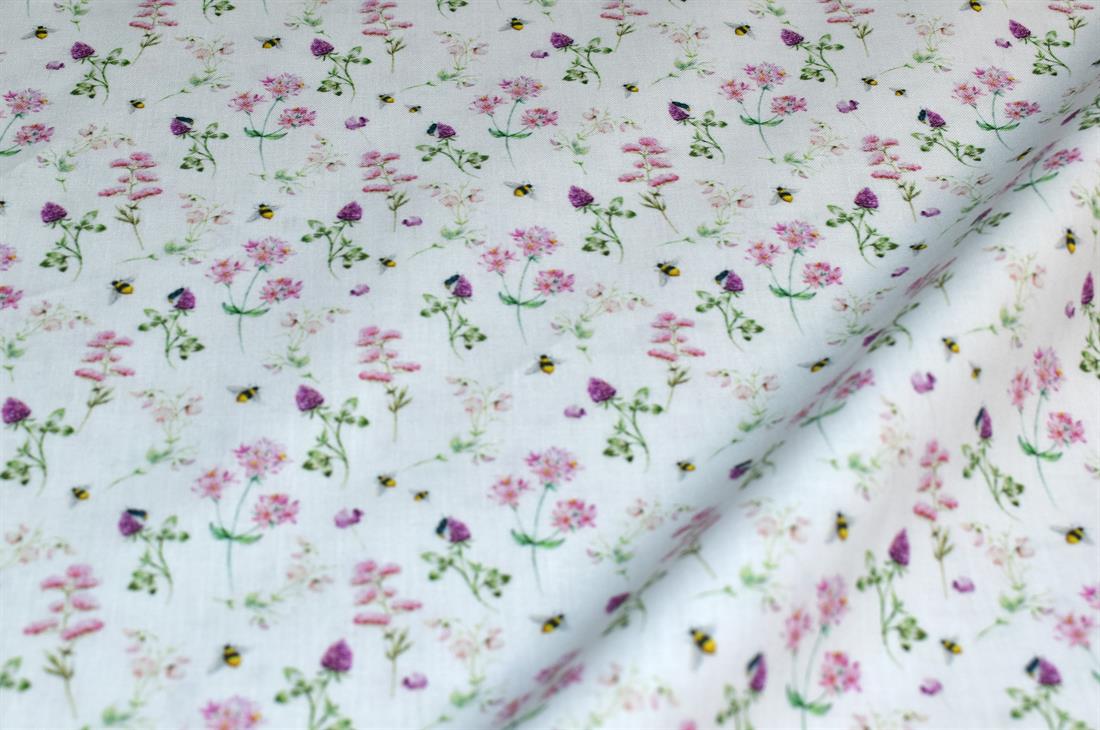 White Little Johnny Printed 100% Cotton Fabric