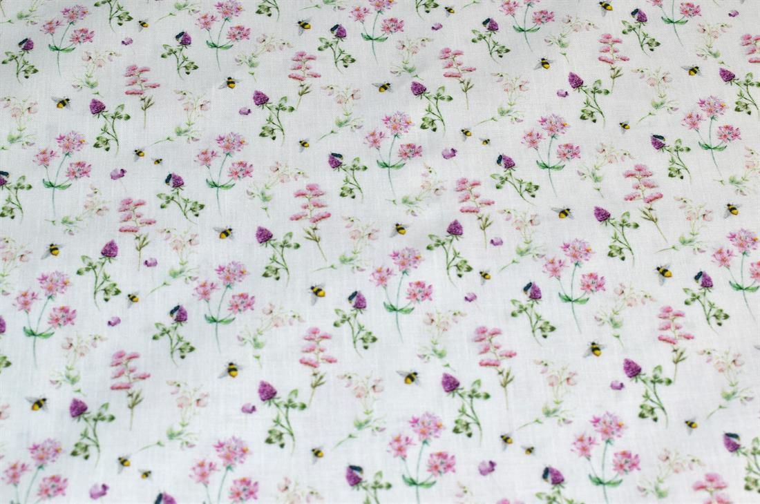White Little Johnny Printed 100% Cotton Fabric