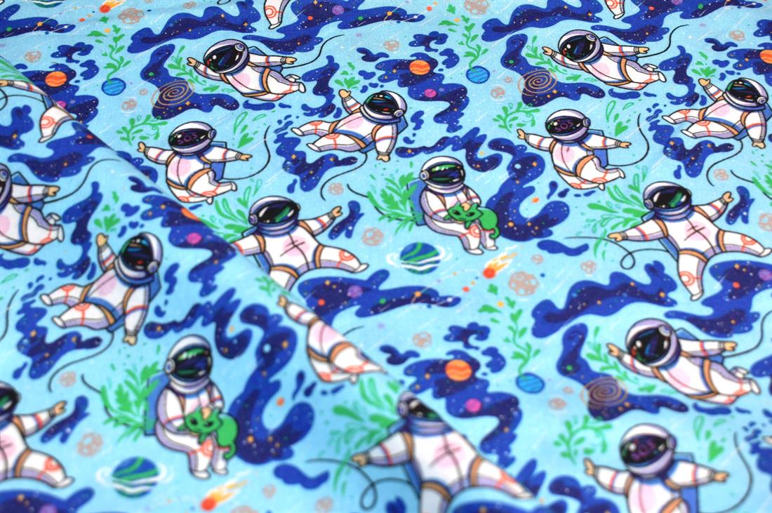 Blue Little Johnny Printed 100% Cotton Fabric