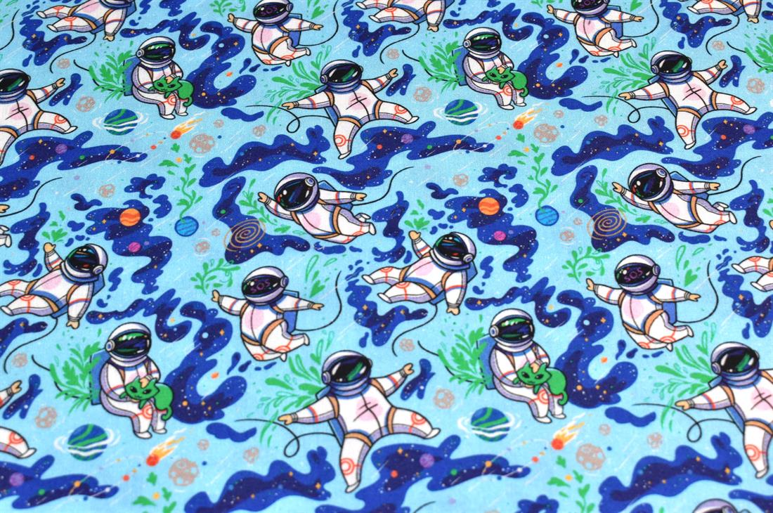 Blue Little Johnny Printed 100% Cotton Fabric