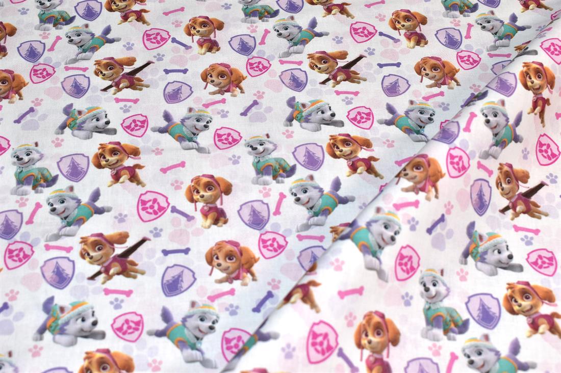 White Little Johnny Paw Patrol Girls Badges Cotton - Printed 100%…