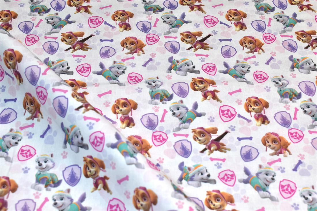 White Little Johnny Paw Patrol Girls Badges Cotton - Printed 100%…
