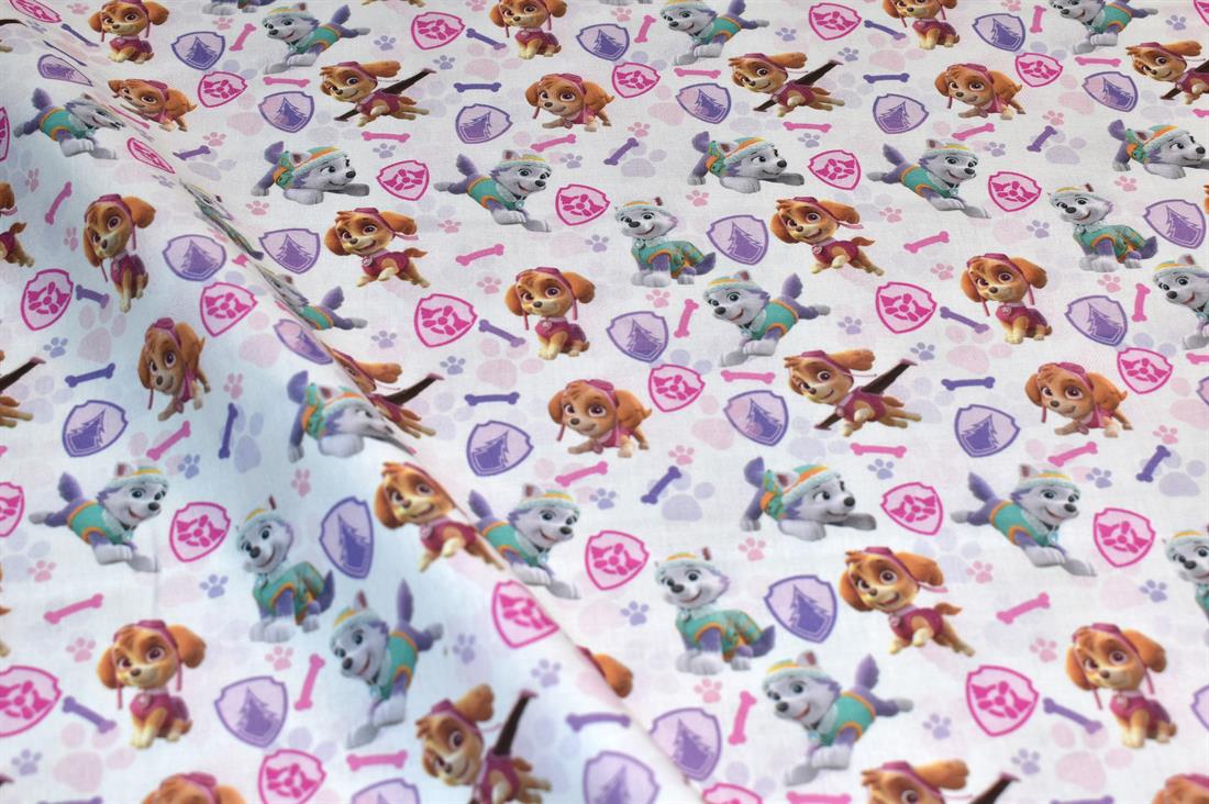 White Little Johnny Paw Patrol Girls Badges Cotton - Printed 100%…