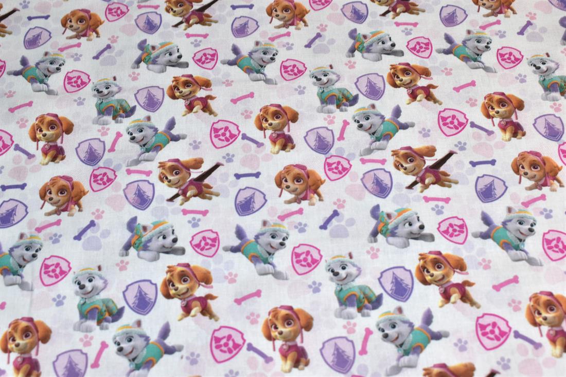 White Little Johnny Paw Patrol Girls Badges Cotton - Printed 100%…