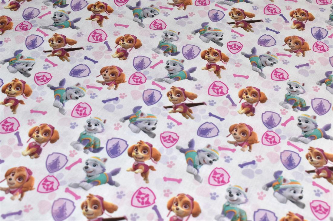 White Little Johnny Paw Patrol Girls Badges Cotton - Printed 100%…
