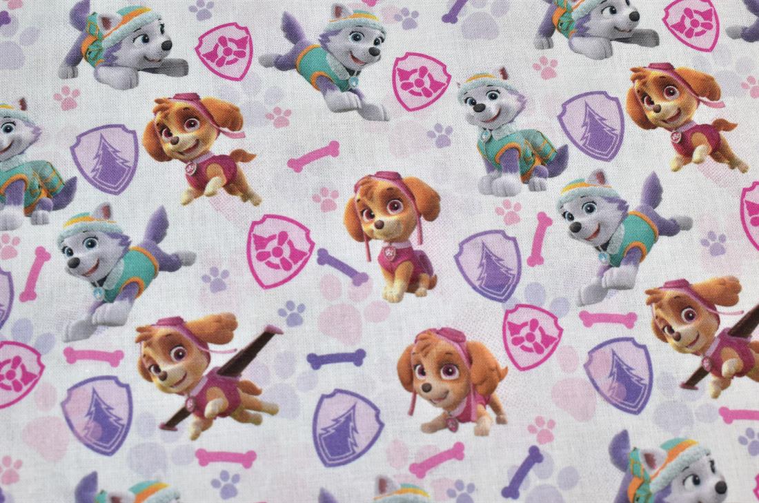 White Little Johnny Paw Patrol Girls Badges Cotton - Printed 100%…