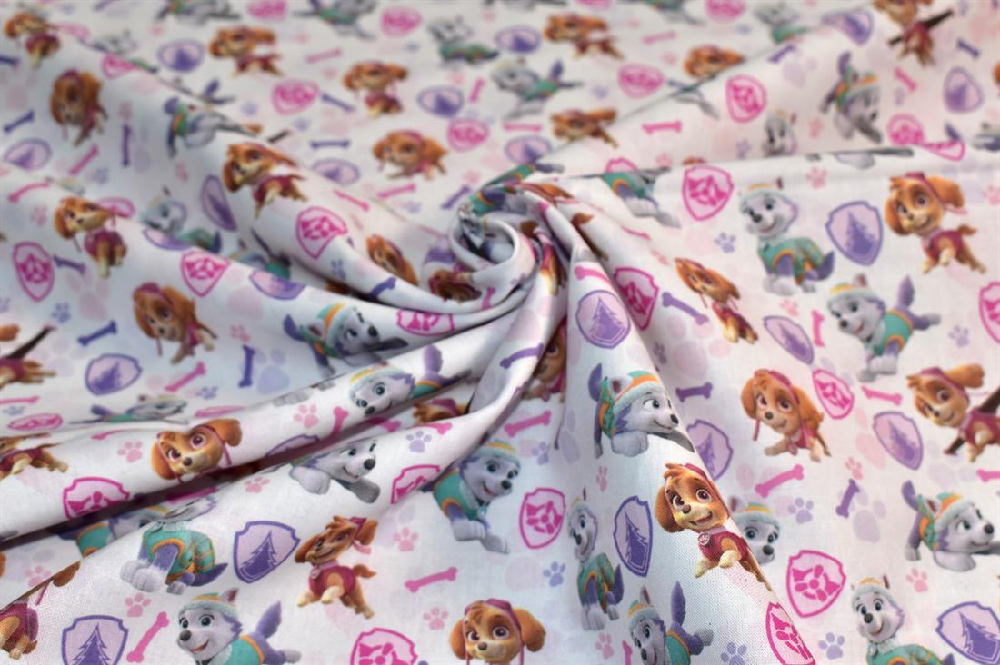 White Little Johnny Paw Patrol Girls Badges Cotton - Printed 100%…