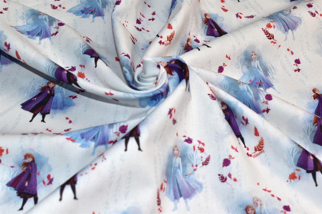 White & Blue Little Johnny Printed 100% Cotton Fabric
