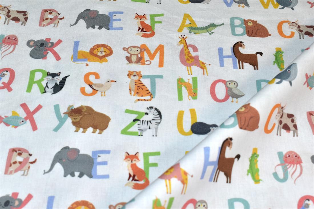 White Little Johnny Printed 100% Cotton Fabric