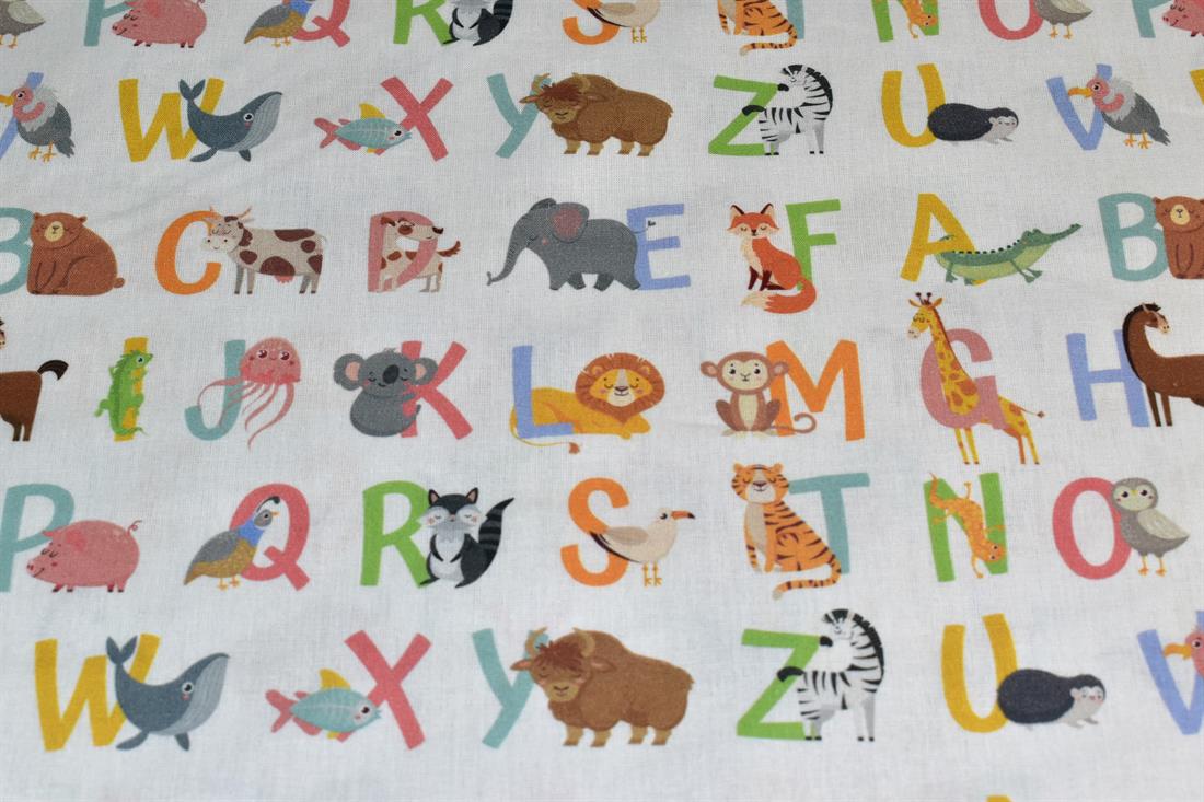 White Little Johnny Printed 100% Cotton Fabric