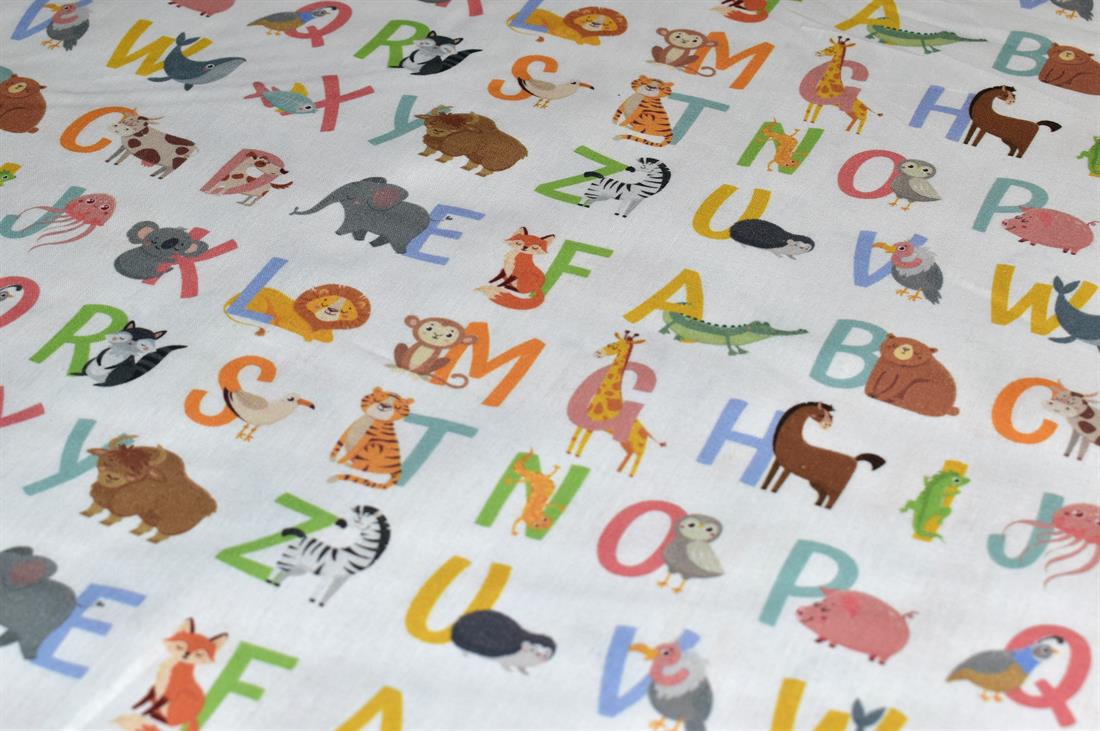 White Little Johnny Printed 100% Cotton Fabric