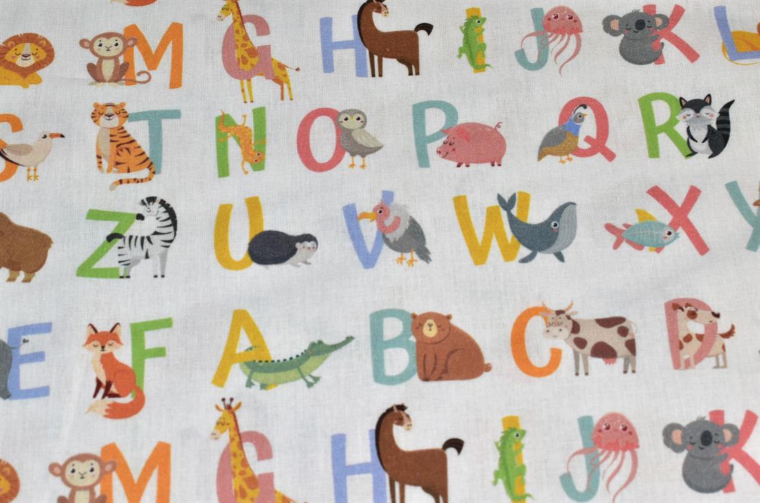 White Little Johnny Printed 100% Cotton Fabric