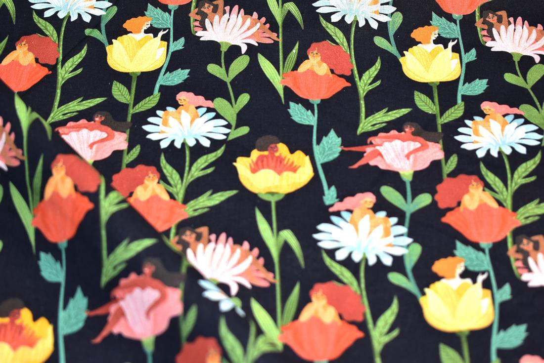 Black Little Johnny Printed 100% Cotton Fabric