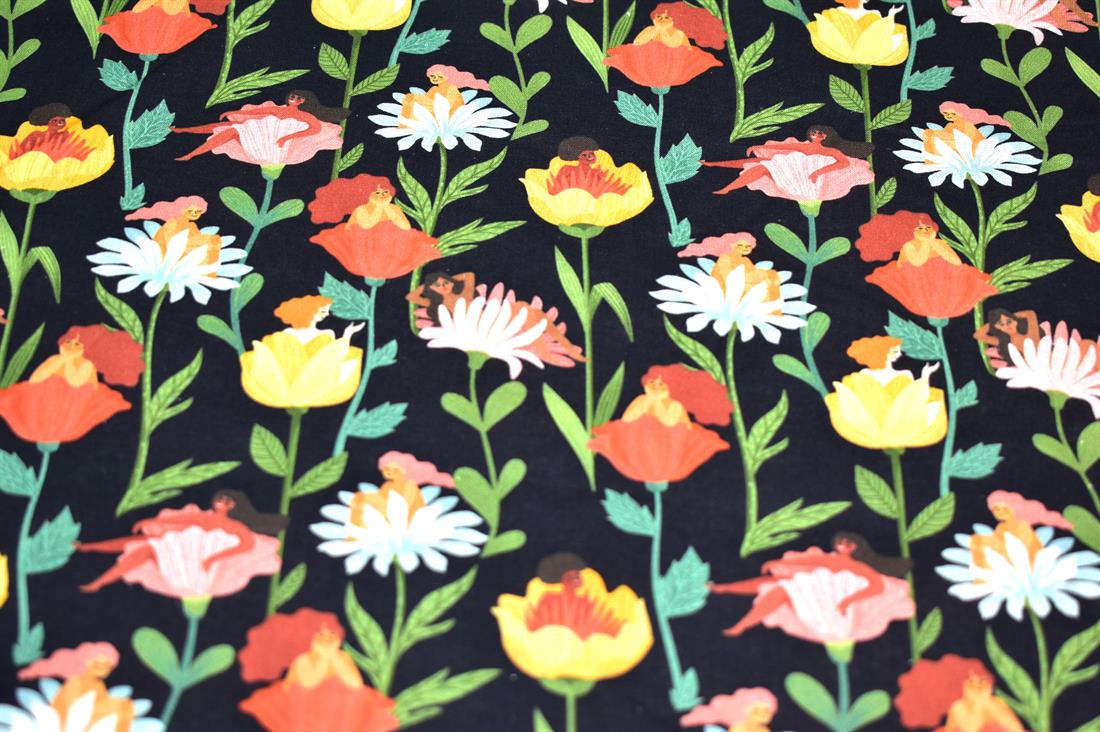 Black Little Johnny Printed 100% Cotton Fabric
