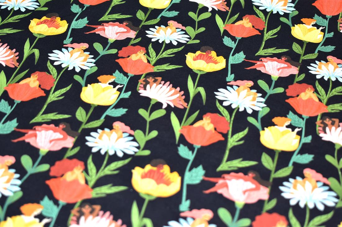Black Little Johnny Printed 100% Cotton Fabric
