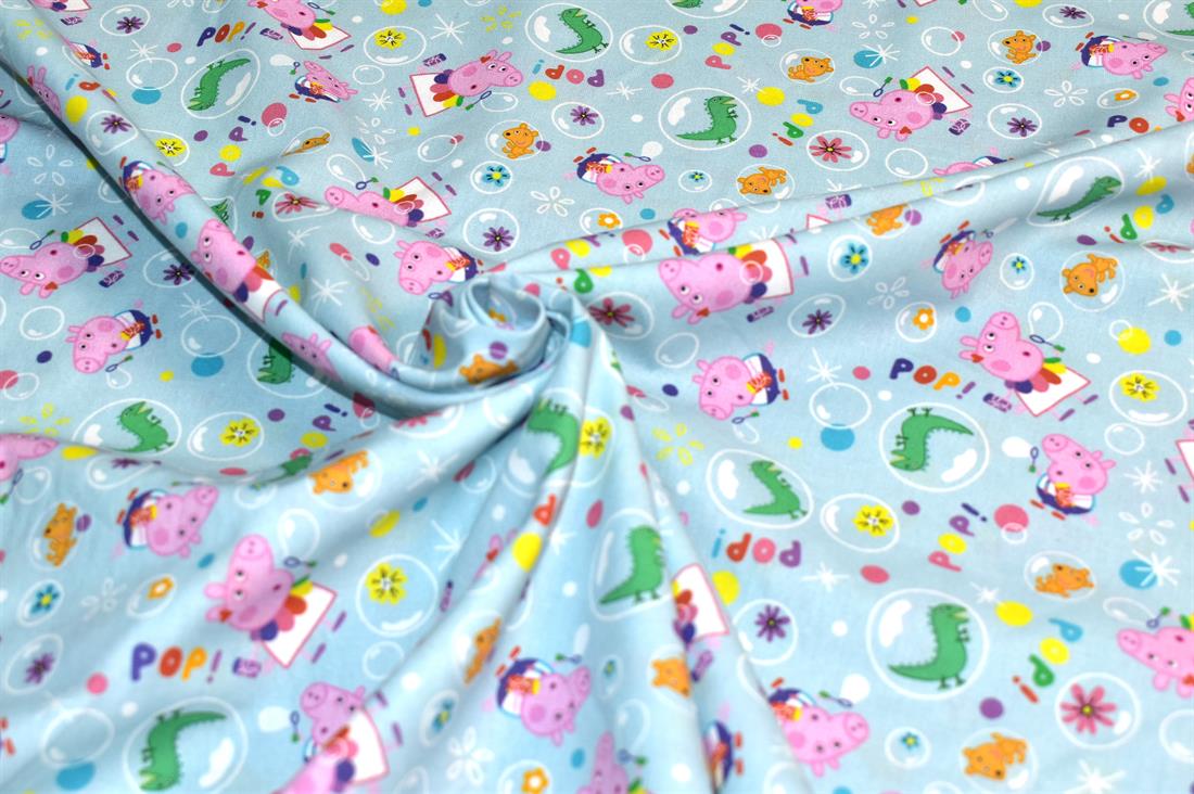 Sky Blue Little Johnny Printed 100% Cotton Fabric
