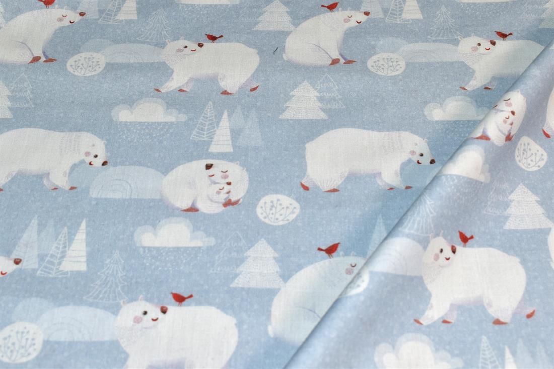 Light Grey Little Johnny Printed 100% Cotton Fabric