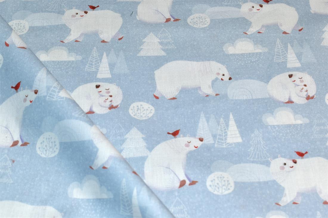Light Grey Little Johnny Printed 100% Cotton Fabric