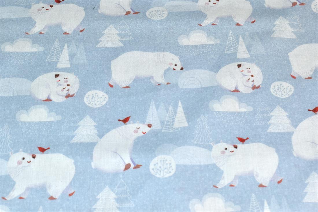 Light Grey Little Johnny Printed 100% Cotton Fabric