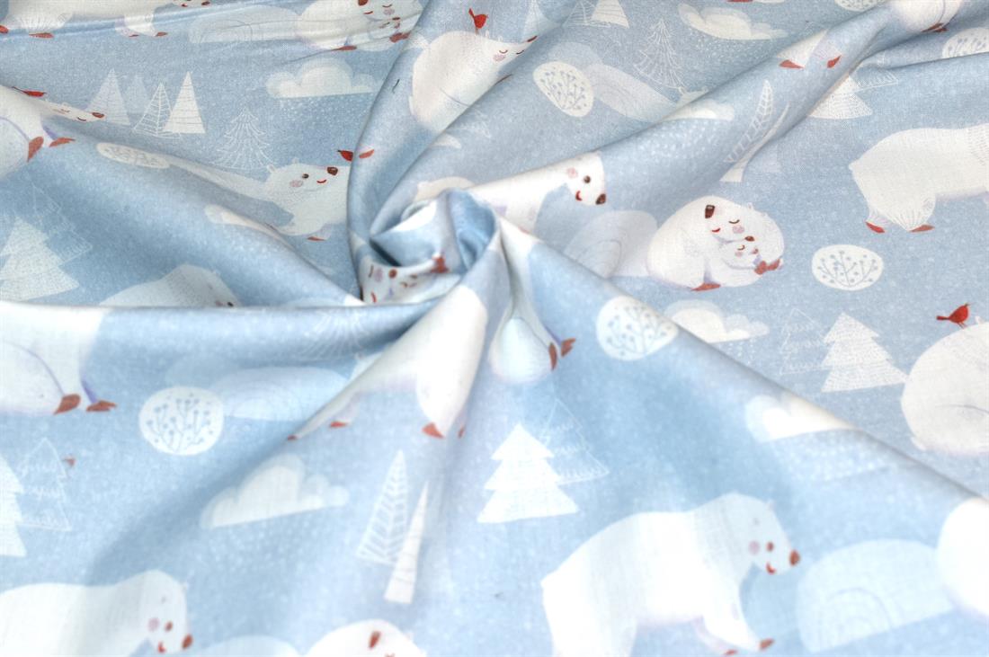 Light Grey Little Johnny Printed 100% Cotton Fabric