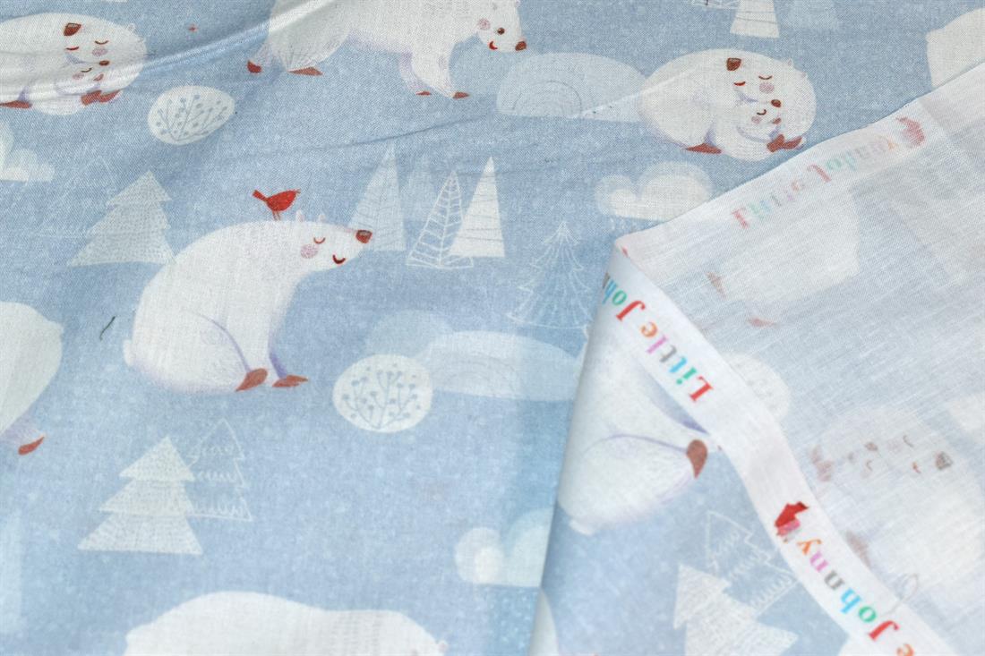 Light Grey Little Johnny Printed 100% Cotton Fabric