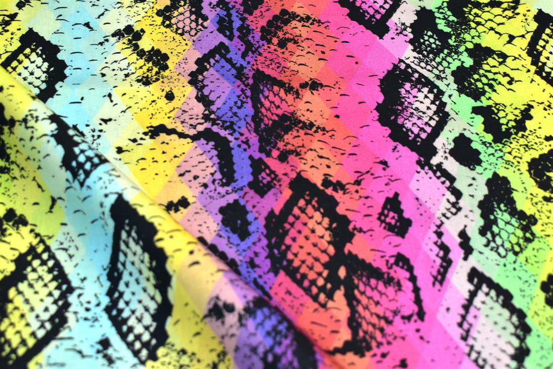 Little Johnny Rainbow Snake Skin Printed 100% Cotton Fabric