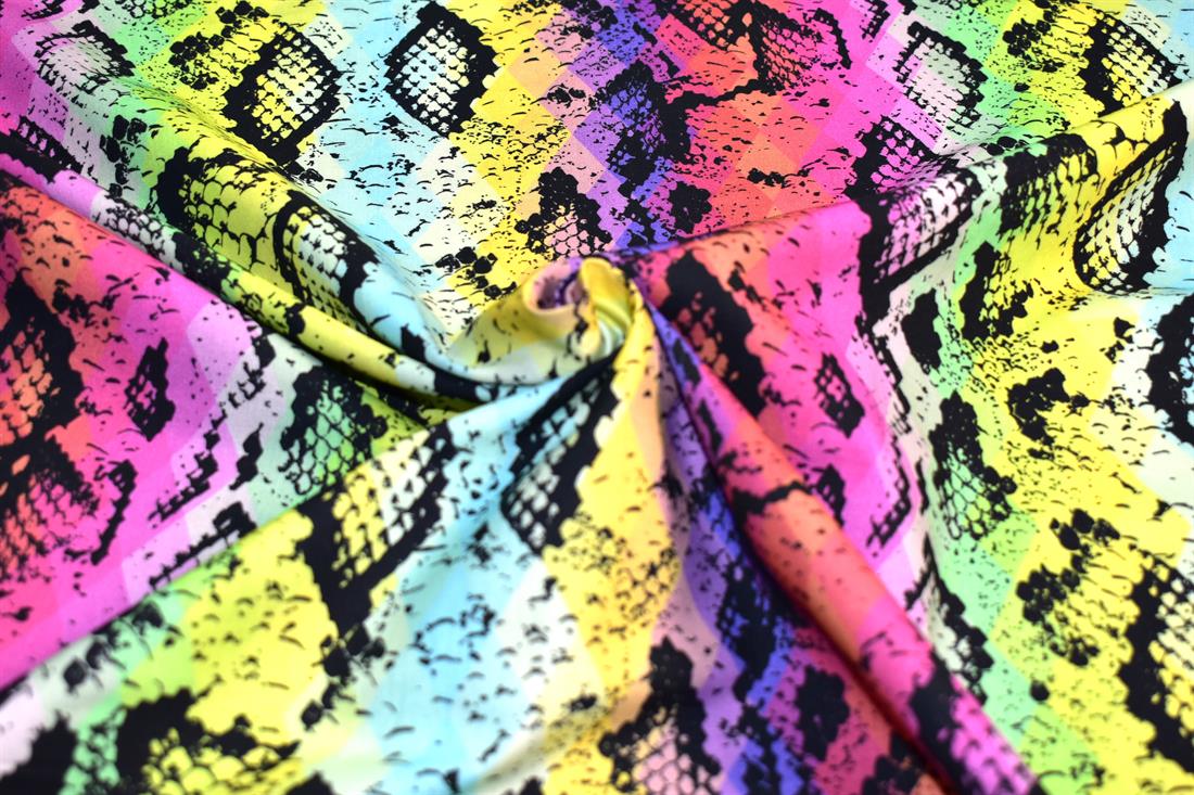 Little Johnny Rainbow Snake Skin Printed 100% Cotton Fabric