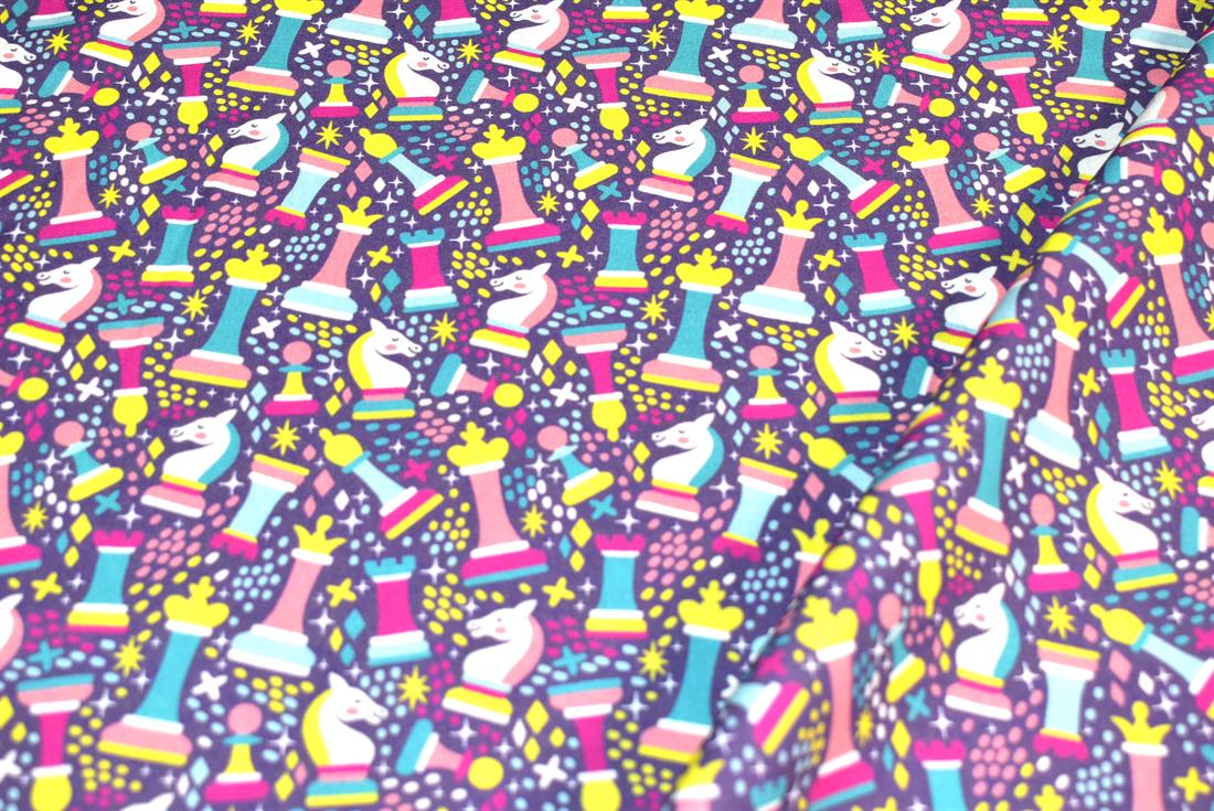 Light Purple Little Johnny Queens Chess Cotton Printed 100%…