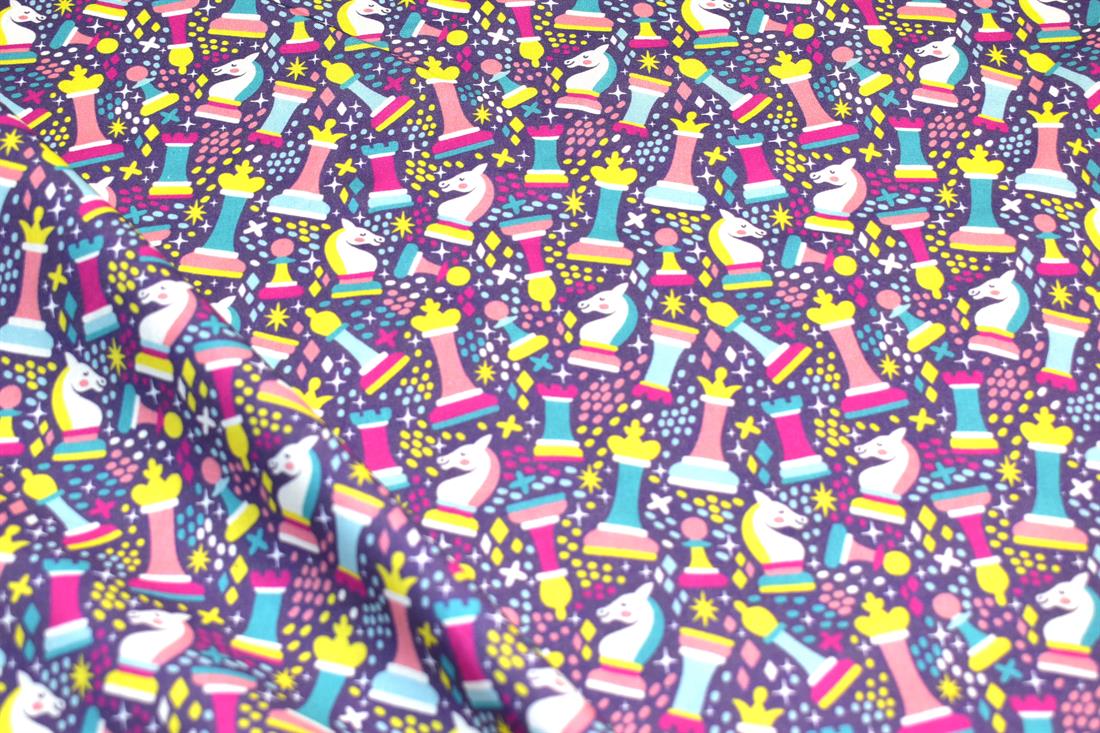 Light Purple Little Johnny Queens Chess Cotton Printed 100%…