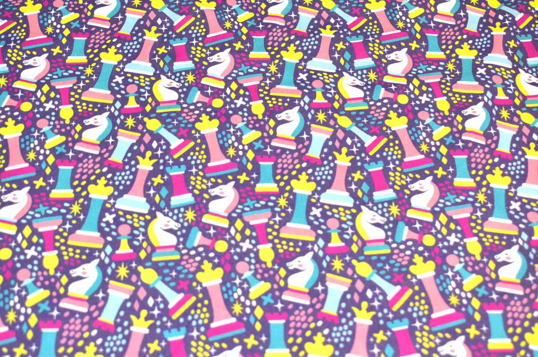 Light Purple Little Johnny Queens Chess Cotton Printed 100%…