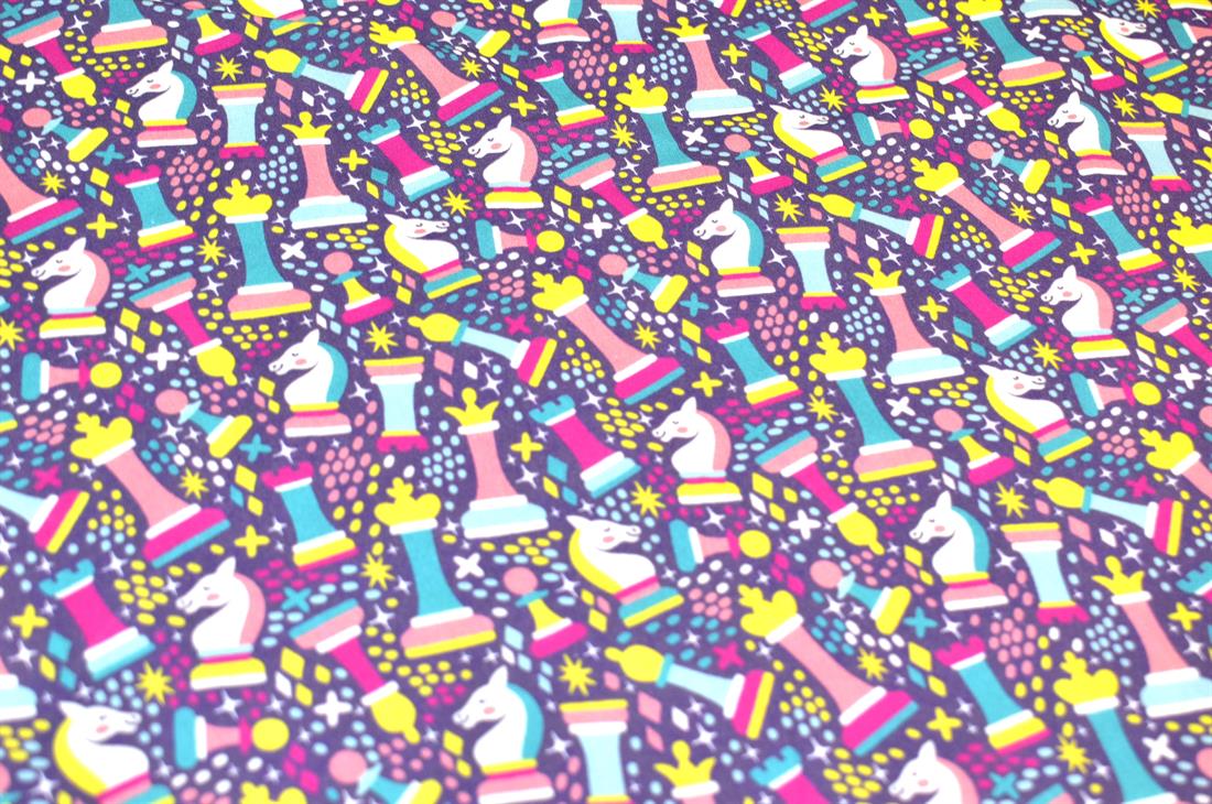 Light Purple Little Johnny Queens Chess Cotton Printed 100%…