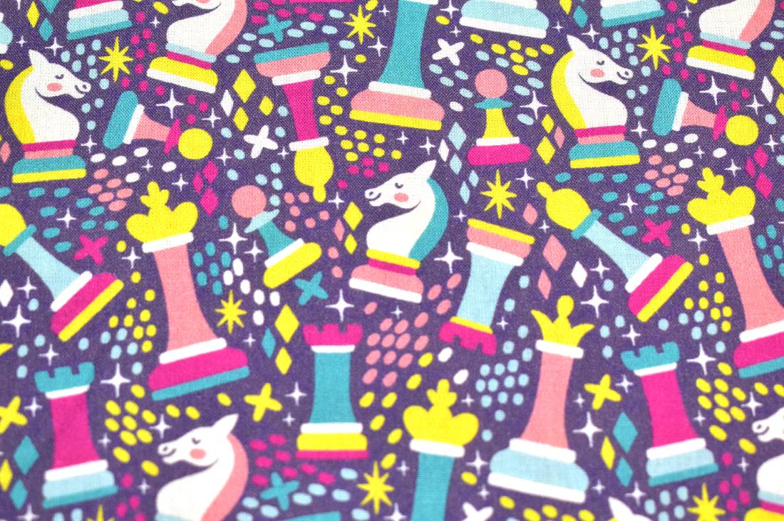 Light Purple Little Johnny Queens Chess Cotton Printed 100%…